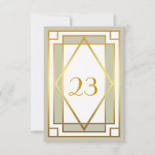 Tischnummer, Gatsby, elegant, schick, weiß grau Einladung (Vorderseite)