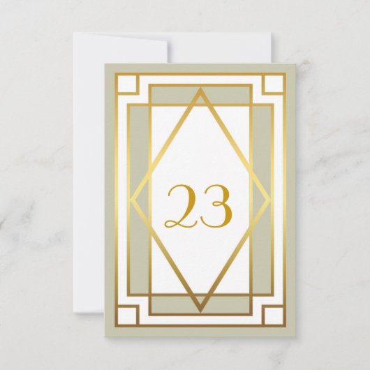 Tischnummer, Gatsby, elegant, schick, weiß grau Einladung (Vorderseite)