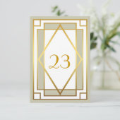 Tischnummer, Gatsby, elegant, schick, weiß grau Einladung (Stehend Vorderseite)