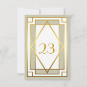 Tischnummer, Gatsby, elegant, schick, weiß grau Einladung (Rückseite)