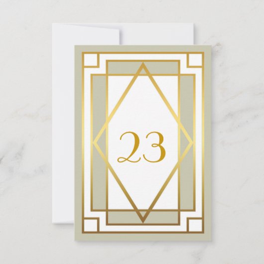 Tischnummer, Gatsby, elegant, schick, weiß grau Einladung (Rückseite)