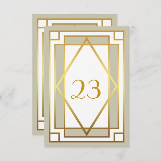 Tischnummer, Gatsby, elegant, schick, weiß grau Einladung (Vorne/Hinten)