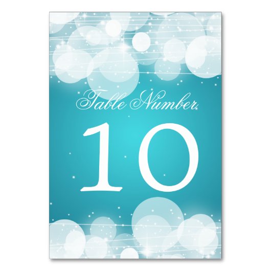 Tischnummer glühen und sparkeln Türkis (Vorderseite)