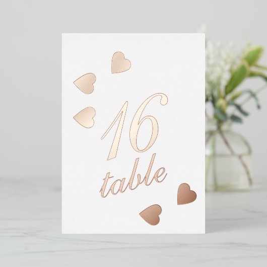 Tischnummer Gold gepresste Herzklopfen (Stehend vorne)