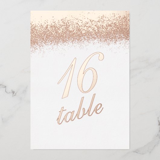 Tischnummer Gold Pressed Glitzer Foil Einladung (Vorderseite)