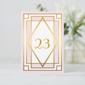 Tischnummer, Großer Gatsby, elegant, schick, weiß  Einladung (Stehend Vorderseite)