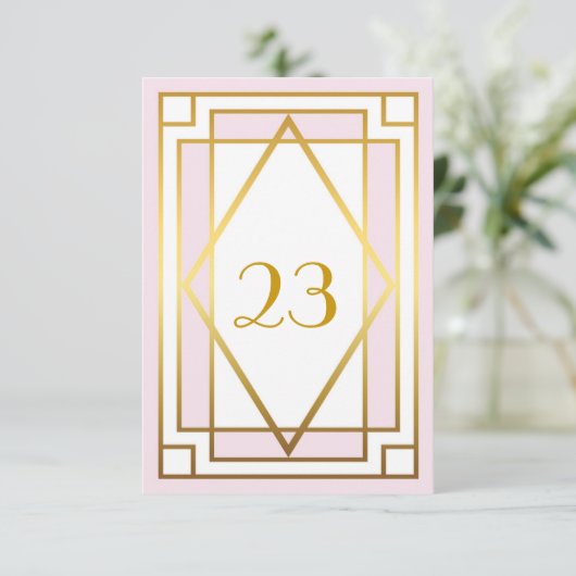 Tischnummer, Großer Gatsby, elegant, schick, weiß Einladung (Stehend Vorderseite)