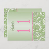 Tischnummer Grün/Rosa Damaske (Vorne/Hinten)