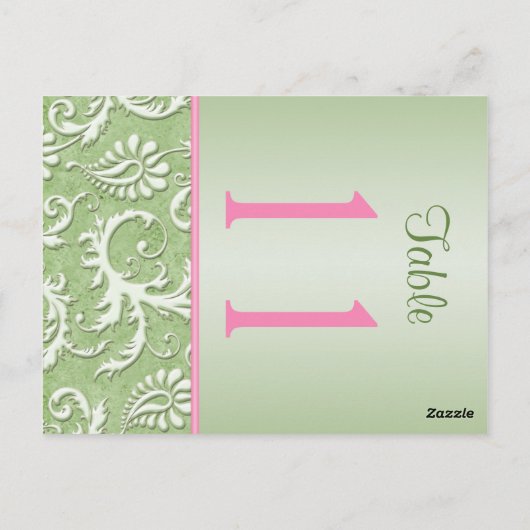 Tischnummer Grün/Rosa Damaske (Rückseite)