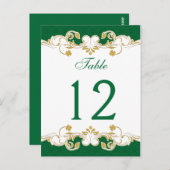 Tischnummer Grün, Weiß, Gold-Rollen (Vorne/Hinten)
