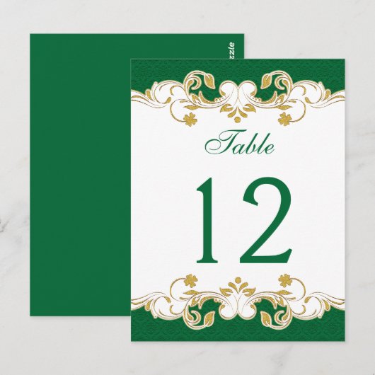 Tischnummer Grün, Weiß, Gold-Rollen (Vorne/Hinten)