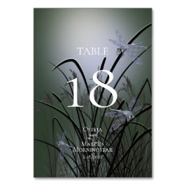 Tischnummer | Grüne Libellen der Wasserfarbe