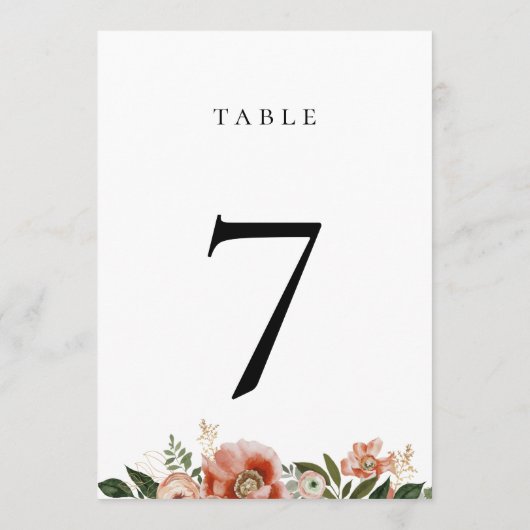 Tischnummer Herbst-Blumengarten (Rückseite)