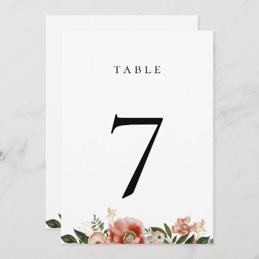 Tischnummer Herbst-Blumengarten (Vorne/Hinten)