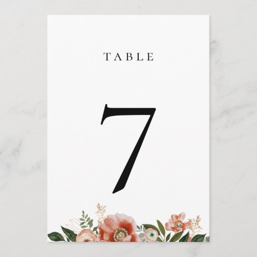 Tischnummer Herbst-Blumengarten (Vorderseite)