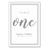 Tischnummer Hochzeit Einfach grau und weiß (Rückseite)