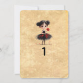 Tischnummer Hochzeit Gothic Puppe Karte (Vorderseite)