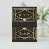 Tischnummer, Hochzeit, Meeting, Gatsby, Schwarz Einladung (Stehend Vorderseite)