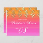 Tischnummer Hochzeit Postcard Rosa Orange Indianer (Vorne/Hinten)