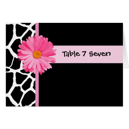 Tischnummer Hochzeit Rosa und Schwarze Giraffe (Vorderseite (Horizontal))