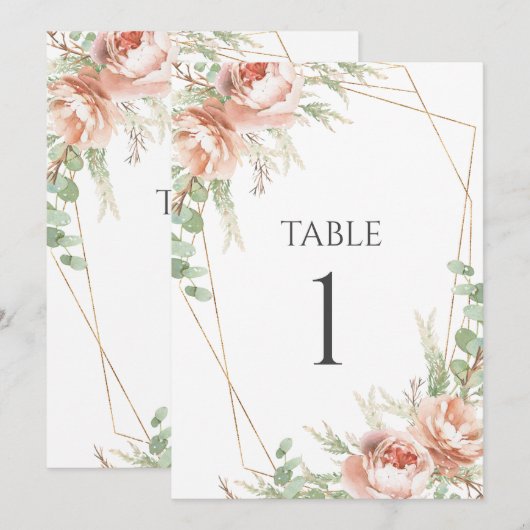 Tischnummer Hochzeit Rose (Vorne/Hinten)