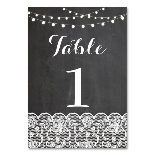 Tischnummer Hochzeit rustikale Chalkboard Lights L (Vorderseite)