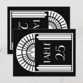 Tischnummer Hochzeit Schwarz-Weiß Art Deco Stil (Vorne/Hinten)