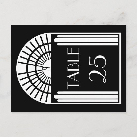 Tischnummer Hochzeit Schwarz-Weiß Art Deco Stil (Vorderseite)