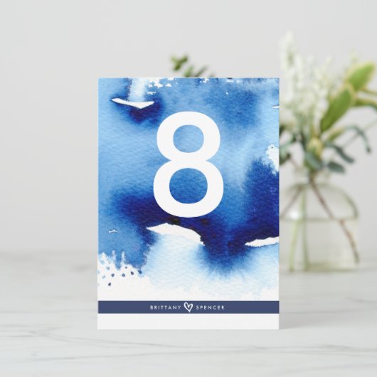 TISCHNUMMER Hochzeit stilvoll dunkelblau (Stehend Vorderseite)