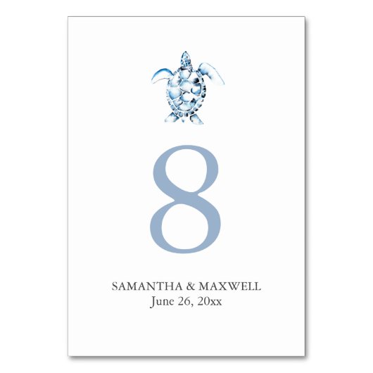 Tischnummer Hochzeiten am Strand Cards Sea Turtle (Rückseite)