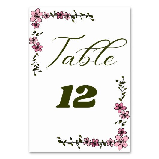 Tischnummer-Hochzeitkarte Tischnummer (Vorderseite)