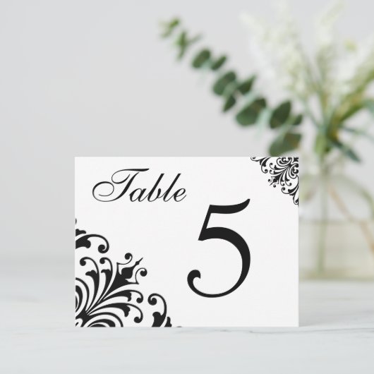 Tischnummer-Hochzeits-Empfangs-Karten Postkarte (Stehend Vorderseite)