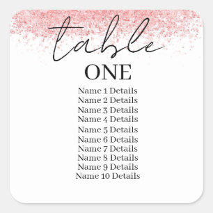 Tischnummer Hochzeitsskartentabelle Hinzufügen von Quadratischer Aufkleber