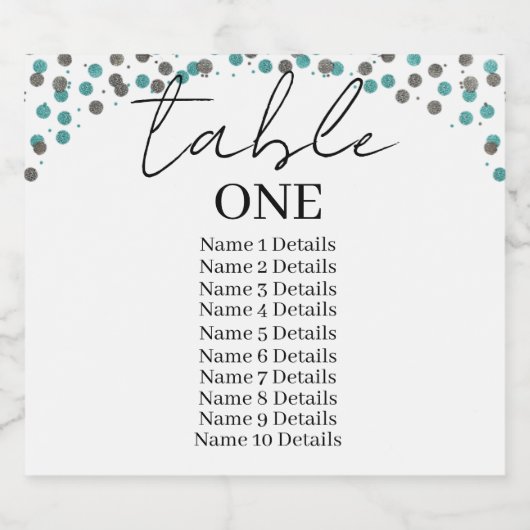 Tischnummer Hochzeitsskartentabelle Hinzufügen von Schaumweinetikett (Einzelnes Label)