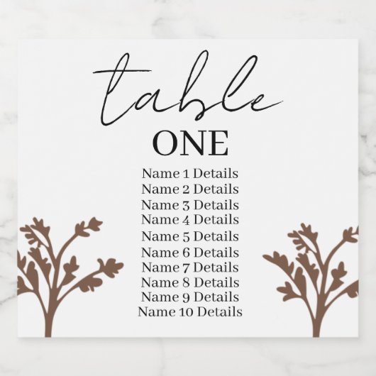 Tischnummer Hochzeitsskartentabelle Hinzufügen von Schaumweinetikett (Einzelnes Label)