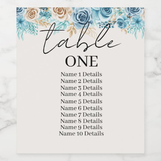 Tischnummer Hochzeitsskartentabelle Hinzufügen von Weinetikett (Einzelnes Label)