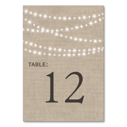 Tischnummer in Twinkle Lights Typografie (Vorderseite)