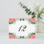 Tischnummer-Karte des Blumenrosa-Hibiskus Empfang Postkarte (Stehend Vorderseite)