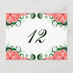 Tischnummer-Karte des Blumenrosa-Hibiskus Empfang Postkarte
