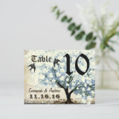 Tischnummer-Karte für Blaue Bäume aus dem Herzen Postkarte (Stehend Vorderseite)