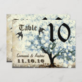 Tischnummer-Karte für Blaue Bäume aus dem Herzen Postkarte (Vorne/Hinten)