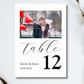 Tischnummer-Karte für das Hochzeitreiseziel Foto Tischnummer