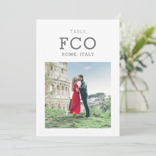 Tischnummer-Karte für das Reisethema Zielort Foto (Stehend Vorderseite)