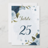 Tischnummer-Karte für hellblaue Blume Einladung (Vorderseite)