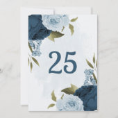 Tischnummer-Karte für hellblaue Blume Einladung (Vorderseite)