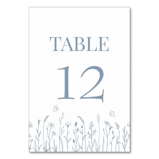 Tischnummer-Karte für Wildblume und Schmetterlinge Tischnummer (Vorderseite)