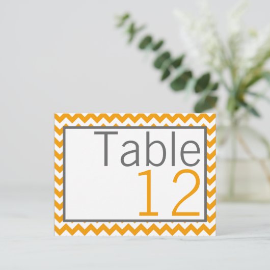 Tischnummer-Karte Gelbgraue, Zickzack Bezeichnung Postkarte (Stehend Vorderseite)