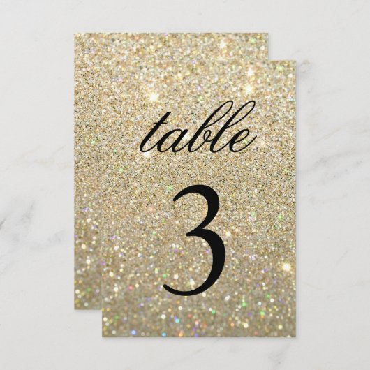Tischnummer-Karte - goldenes Leuchtfeld Einladung (Vorne/Hinten)