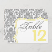 Tischnummer-Karte Grau-Gelb-Damaskus-Spitze Druck Postkarte (Vorne/Hinten)