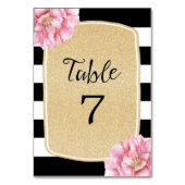Tischnummer-Karte mit Blumenmuster / Champagner Tischnummer (Rückseite)
